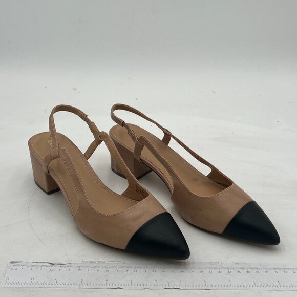 EXPRESS Women's Chunky Slingback Pumps Comfortable Low Block Heels Splicing Squa - Picture 3 of 6